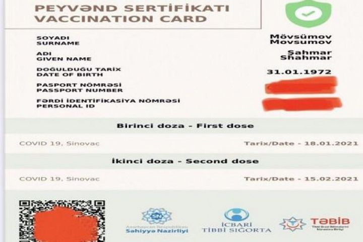 “Peyvənd sertifikatı” müddətsiz olacaq - BİRGƏ MƏLUMAT