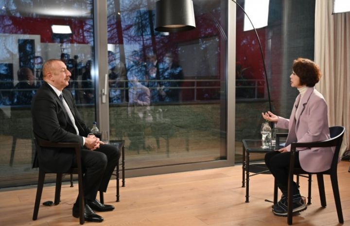 Əliyev Davosda Çinin CGTN televiziya kanalına müsahibə verib